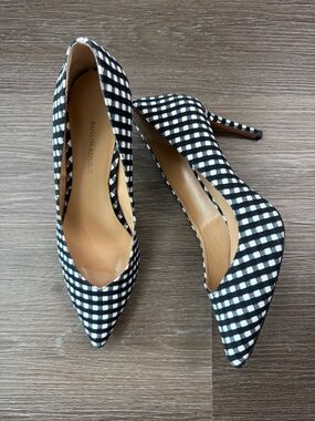 Banana Republic Black & White Madison Gingham Pointed Toe Pumps - Stiletto Heel
